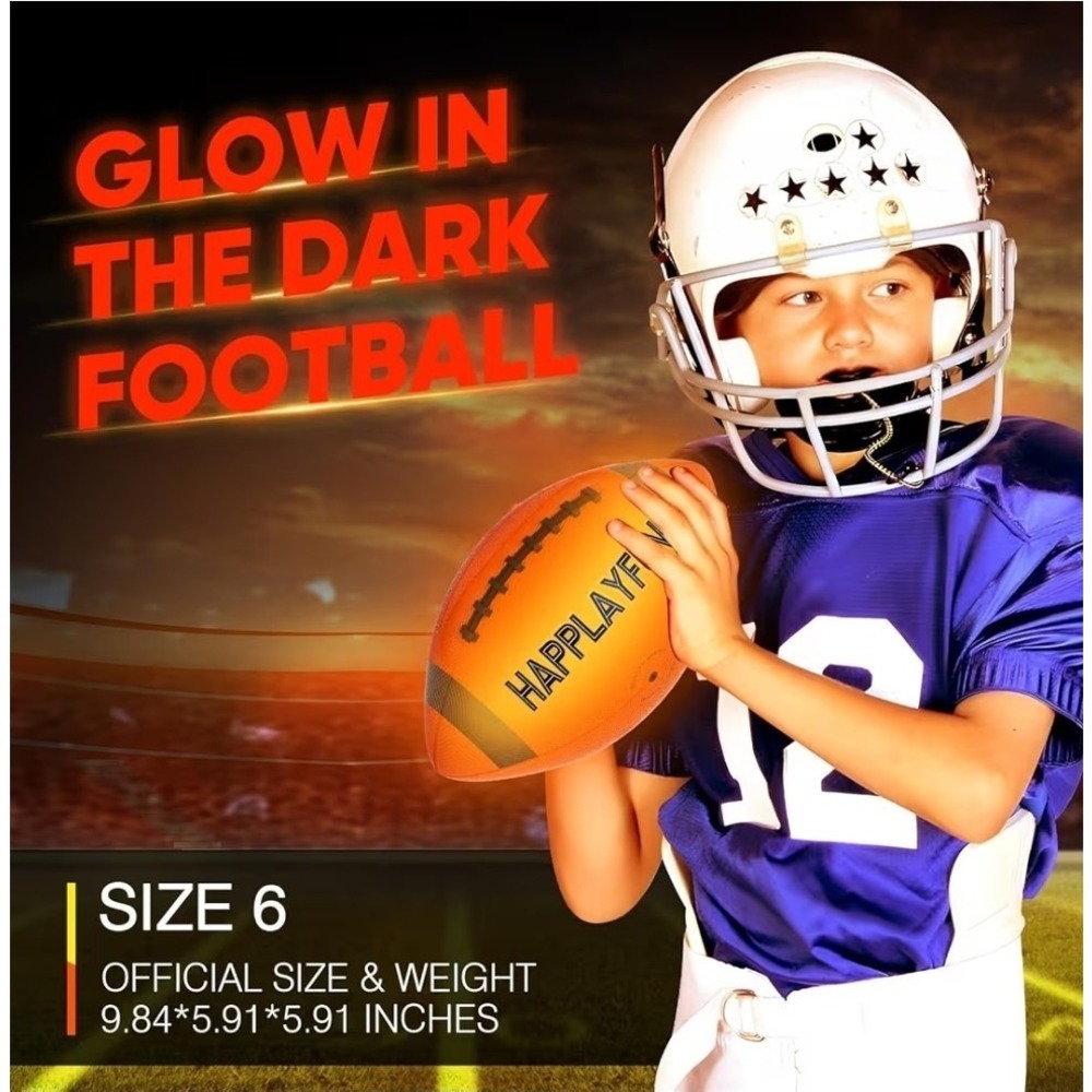 Light Up LED Football Size 6 Youth Glow in the Dark Rechargeable New